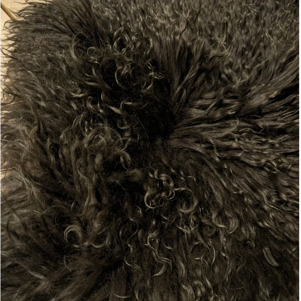 West Elm Mongolian Lamb Pillow Cover 16x16 Dark Chocolate Brown Sheepskin Shag